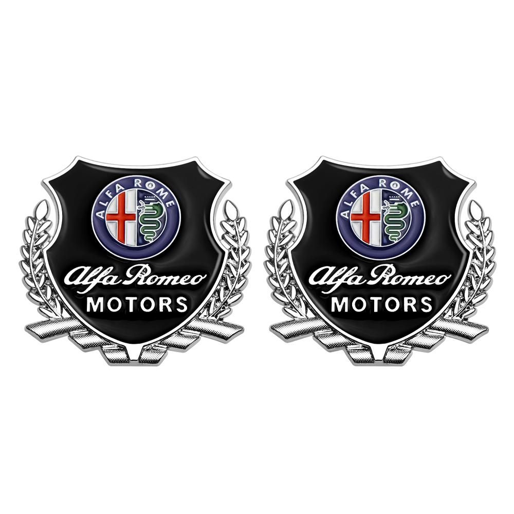 

2pcs/set Car 3D Metal Emblem Design Body Window Decor Sticker For Alfa Romeo 159 Giulietta Mito 147 Stelvio VolanteAuto Styling for Alfa Romeo