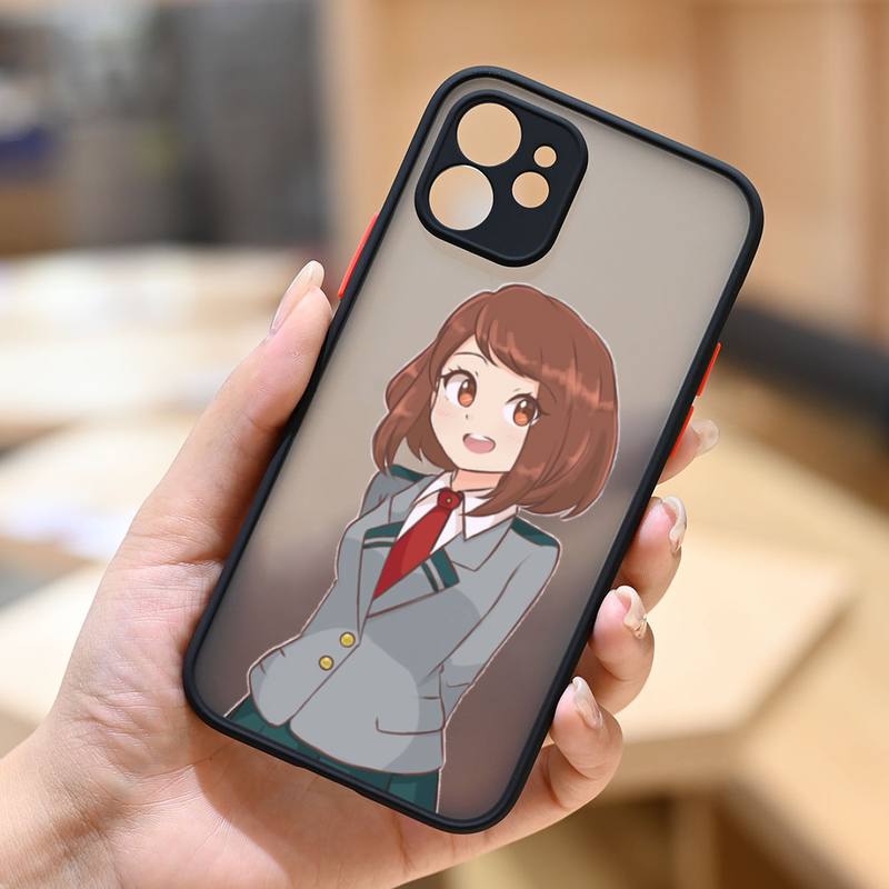 Ochaco Uraraka My Hero Academia Anime Phone Case Matte Transparent  For Iphone 7 8 11 12 13 Plus Mini X Xs Xr Pro Max Cover
