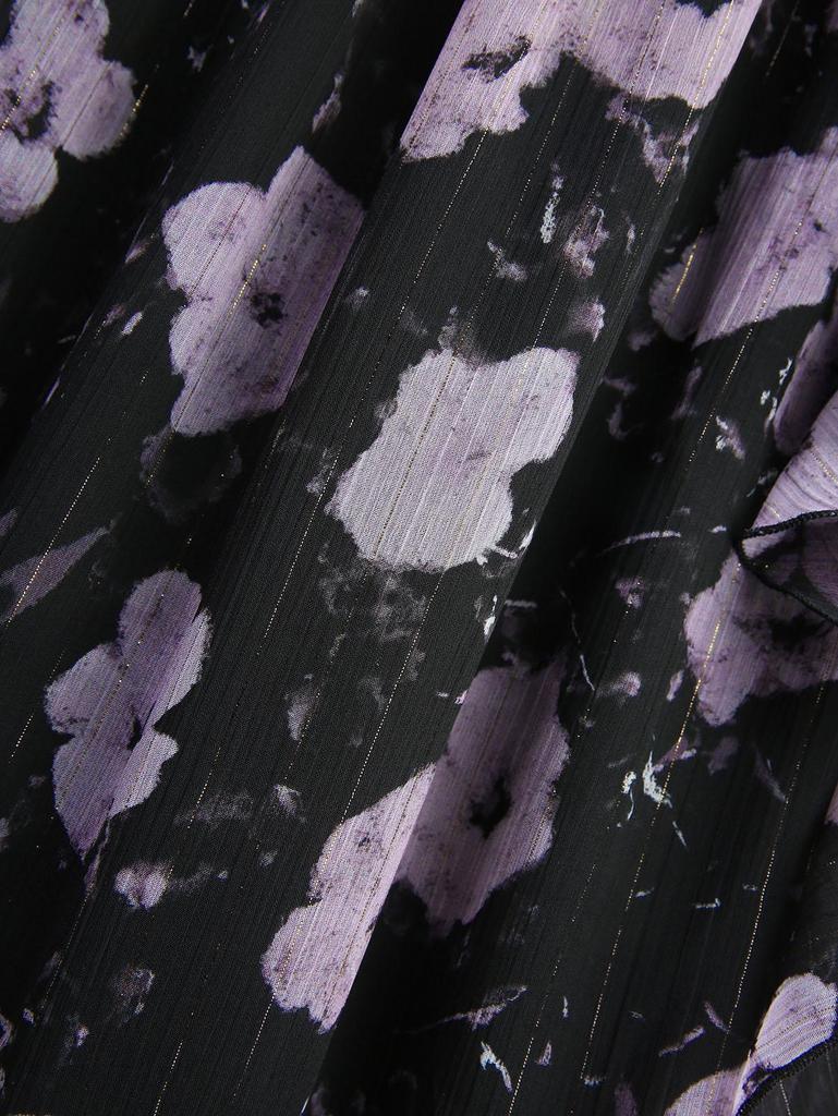 Rosegal Plus Size Flowers Watercolor Print V Buckle Lace Trim Asymmetrical Tank Top