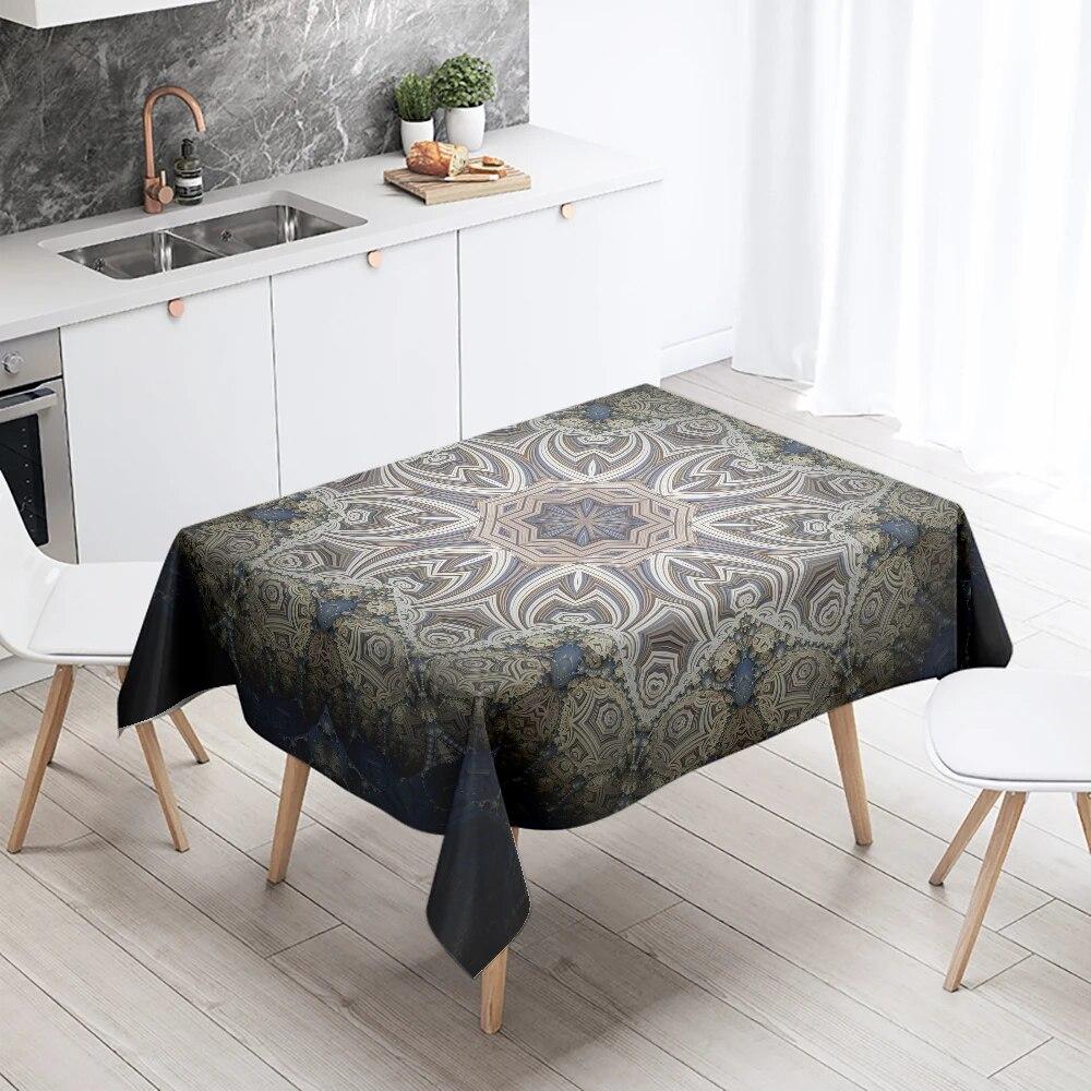 Waterproof Rectangle Tablecloth Geometric Mandala Floral  Wedding Party Decoration Restaurant Table Home Decor