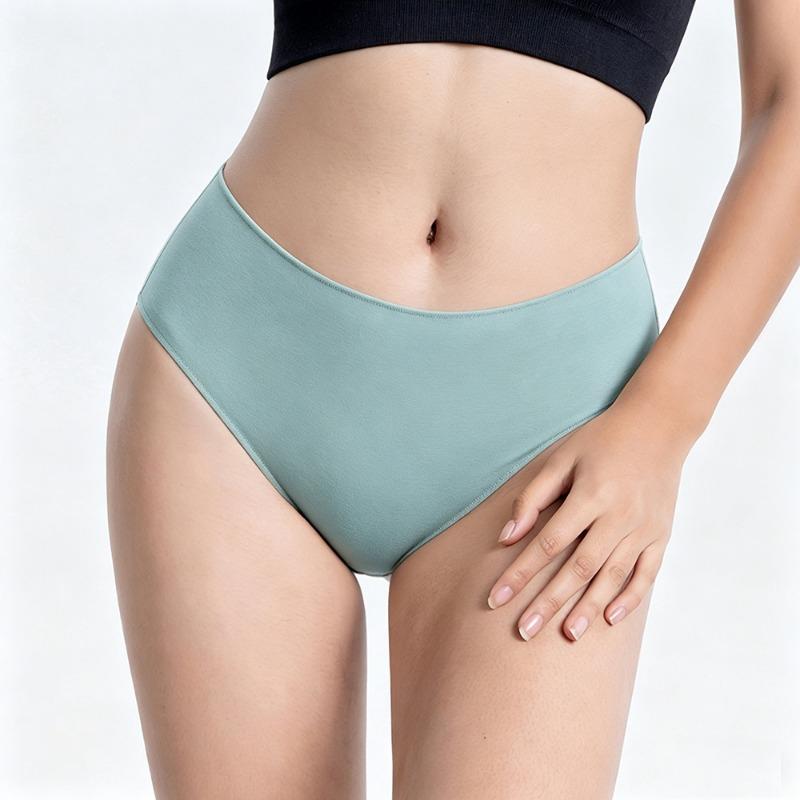 Women Seamless Breathable Solid Mid Waist Cotton Underwear Panties