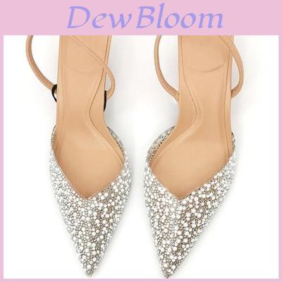 Open Toe High Heel Shoes With Pearl Details For Daily Use