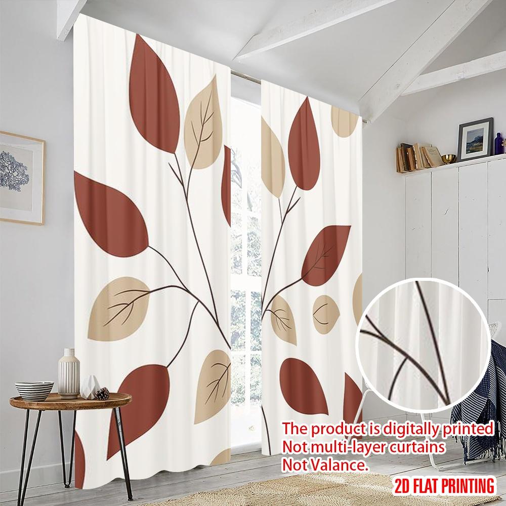2 Stück, 2D-Flachdruck Vorhänge Rollos Herbstblätter Polyester (ohne Stange) Festliche Nutzung für Wohnzimmer, Büro,