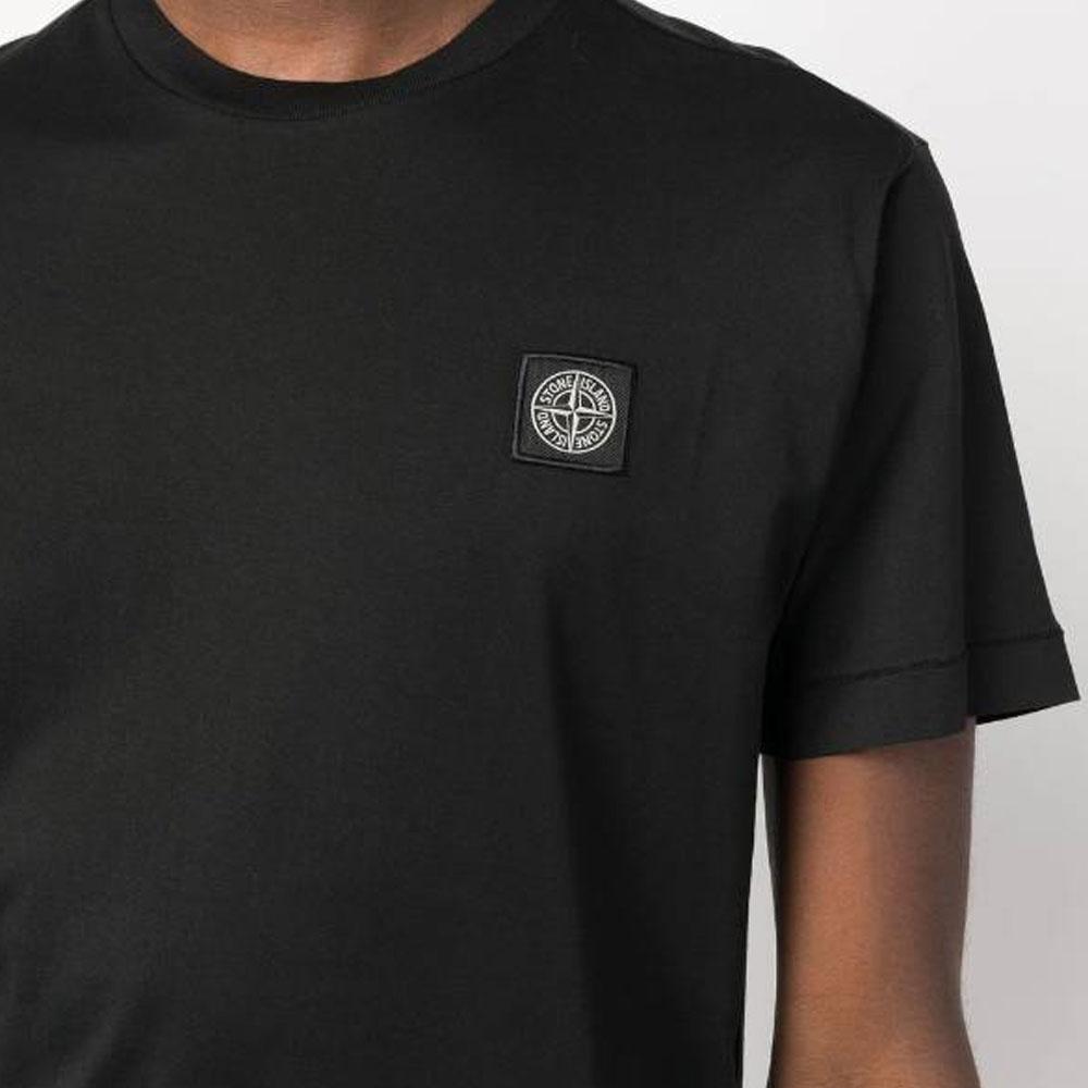 Stone Island Ss23 Solid Logo Patch Crew Neck Short Sleeve T-Shirt Men Tops Black 101524113-V0029