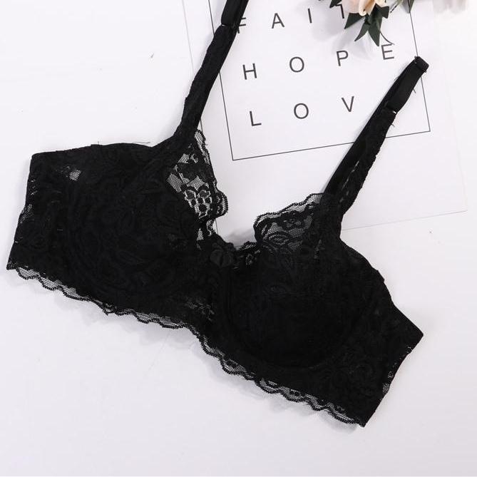 Womens Sexy Push Up Deep V Ultrathin Underwire Padded Cotton Lace Brassiere Bra
