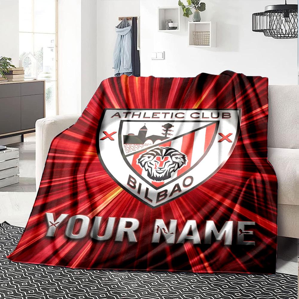 Name Custom Athletic Club Print Flannel Blanket High Quality Warm Comfortable Cover for All Seasons Perfect for Gifts Home Decor