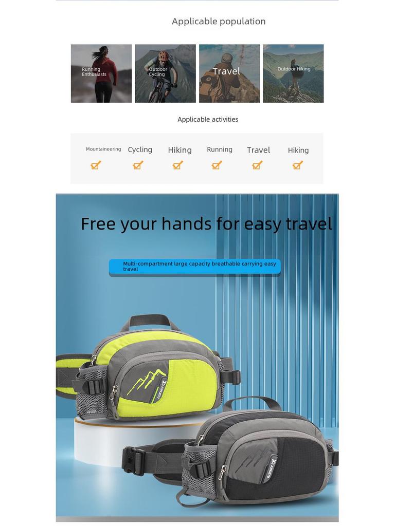 Multi-Function Waterproof Waist Bag with Large Capacity for Running, Fitness, and Outdoor Climbing
