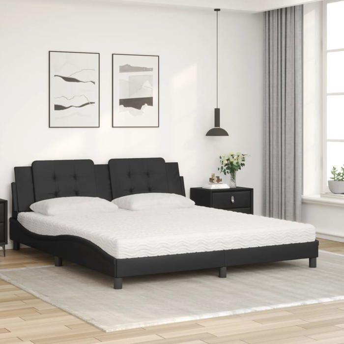 VidaXL Lit avec Matelas, Lit Rembourré avec Coussin de Tête de Lit, Lit Double, Lit Adulte, Meuble de Chambre à Coucher 3208880