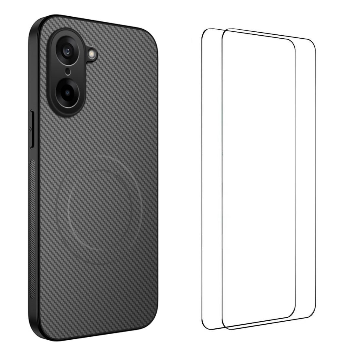 

Для OnePlus Ace 5 Racing 5G/OnePlus Nord CE5 5G Магнітний чохол WANLONFENG Серії TQ1 Текстура вуглецевого волокна PC TPU Чохол для телефону з 2 шт. Захисними плівками для екрану C