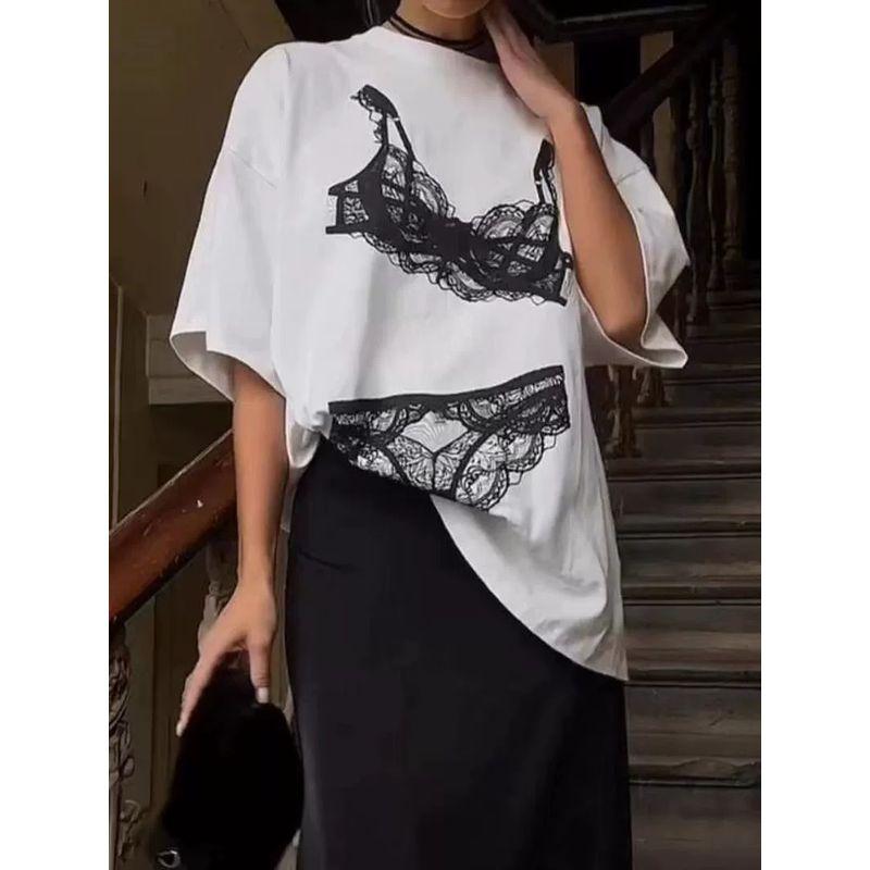 Loose Printed T-shirt Top Fashion Wind New Arrival Fashion Casual Printing Loose-Fitting T-shirt Top