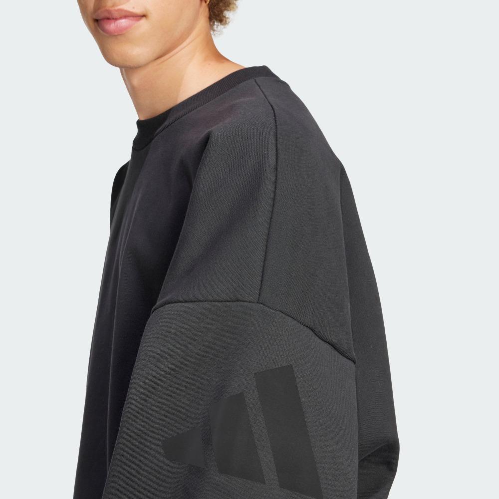 adidas Fleecegefüttertes Locker geschnittenes Rundhals-Sweatshirt Herren-Oberteile Schwarz JJ2269