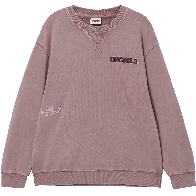 

JACK&JONES Men s 2025 Autumn Embroidered Washed Crewneck Cotton Sweatshirt XL