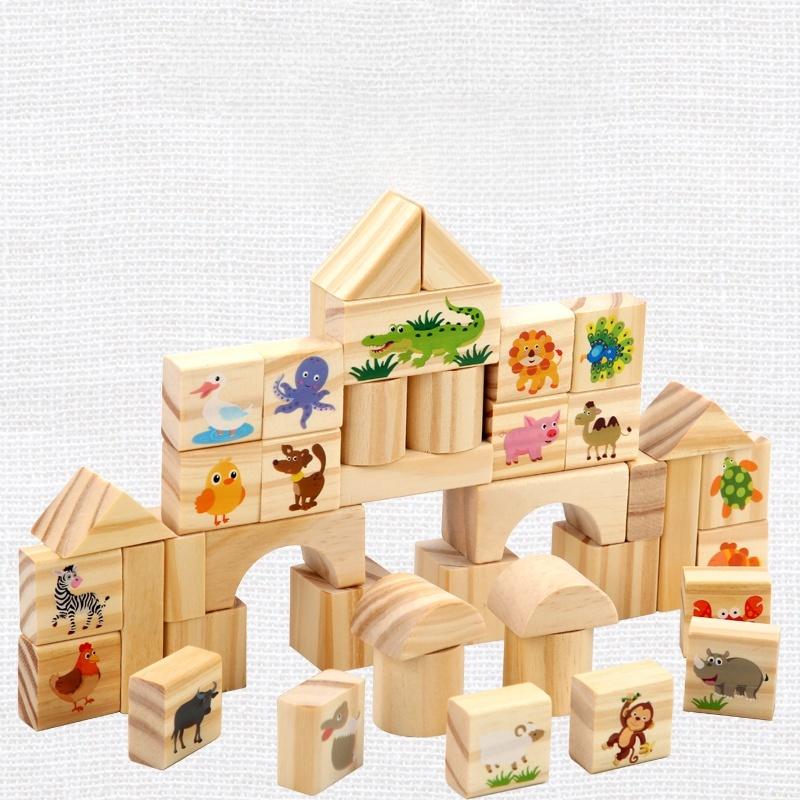 Wooden DIY Puzzle Blocks for Boys And Girls Montessori Stacking Blocks Colorful Educational Creative Toys Enlightenment Thinking