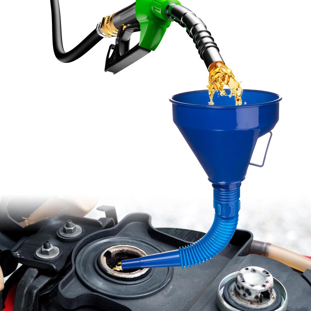 Vielseitiger Economy-Trichter mit Spritzschutz, breitem Hals und Griff, flexiblem Auslauf, Economy-Trichter für Benzin und Flüssigkeiten