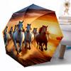 Ombrello Automatico Portatile a 8 Stecche Cavallo e Ghirlanda Floreale Design Pieghevole Leggero per Uso Esterno Quotidiano Regalo Perfetto per Amici Famiglia