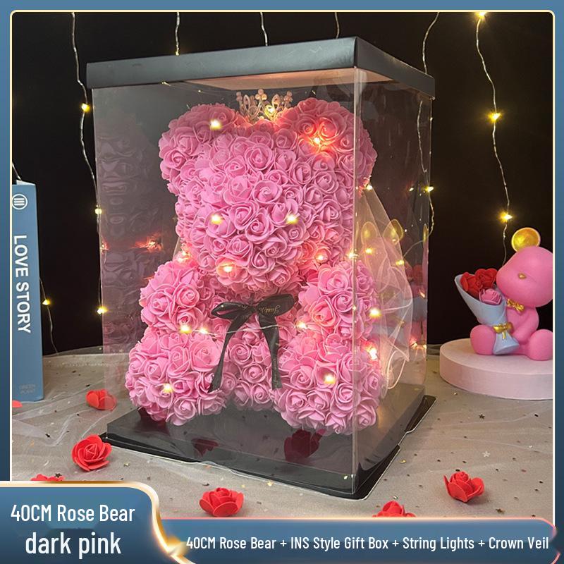 Eternal Rose Bear: Valentine's, Mother's Day & Birthday Gift, Floral Bouquet Ornament for Girlfriend.