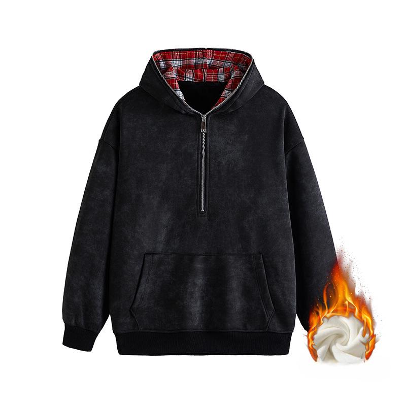 New Autumn and Winter Men's Washing Dirty Cloth Fleece Large Size Fake Two-piece Sweatshirt Coat Men's Top
