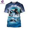 Mote T-skjorte for menn Sommerdyr Dolphin Kortermet 3D-trykt topp T-skjorte Herre Overdimensjonerte klær Sport Pullover T-skjorte