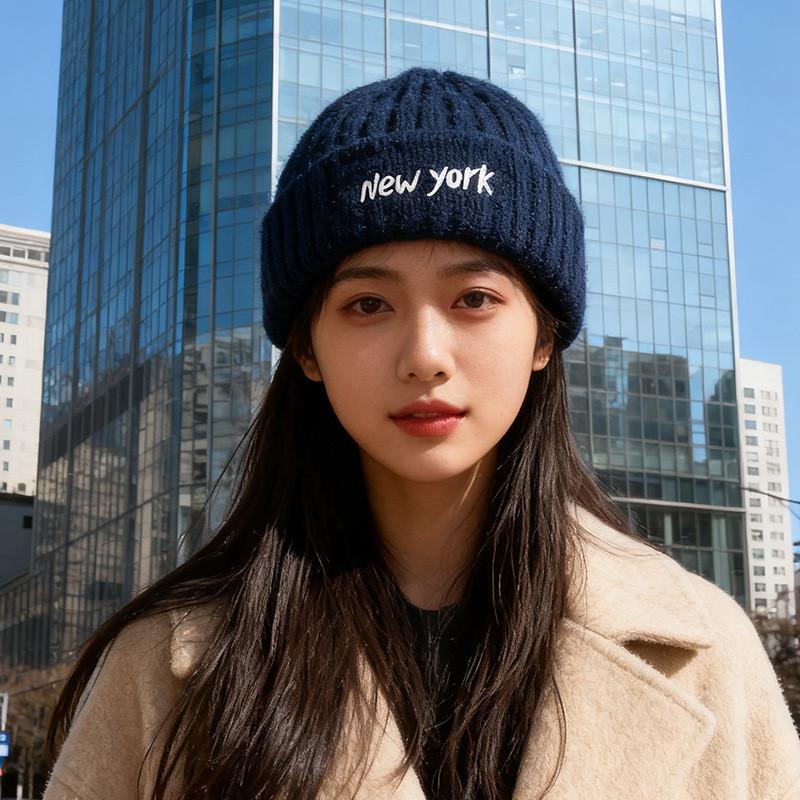 Embroidered Letter Knit Hat For Women Winter Warmth And Windproof Comfort