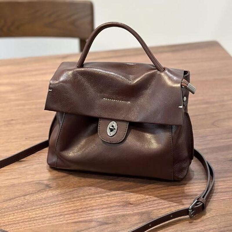 Designer Brand 2026 Autumn/Winter Handmade Original First Layer Cowhide Women's Single Shoulder Crossbody Bag Leather Messenger Bag