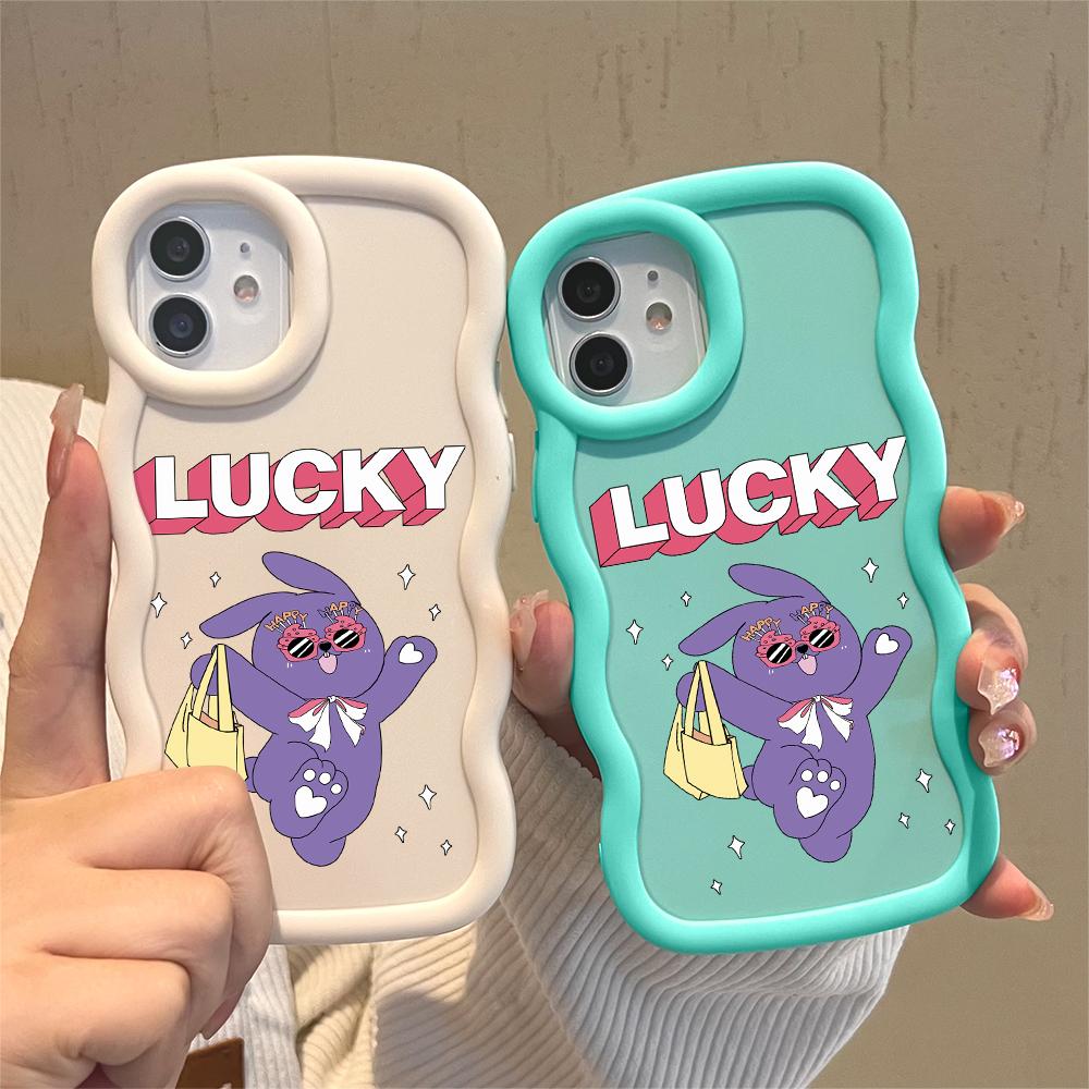 For Infinix Hot 40i 30i Smart 8 OPPO A18 A38 A58 A60 A78 Reno12 FS Vivo Y18 Y28 Y36 Y22s Y17s Cute Rabbit Pattern Soft Silicone Wave Edge Phone Case