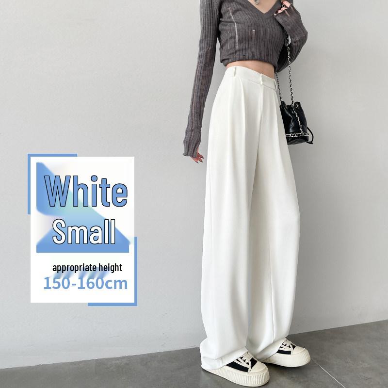 Women's High-Waisted White Wide-Leg Pants 2025 - Drapey Casual Slim Fit for Spring & Autumn