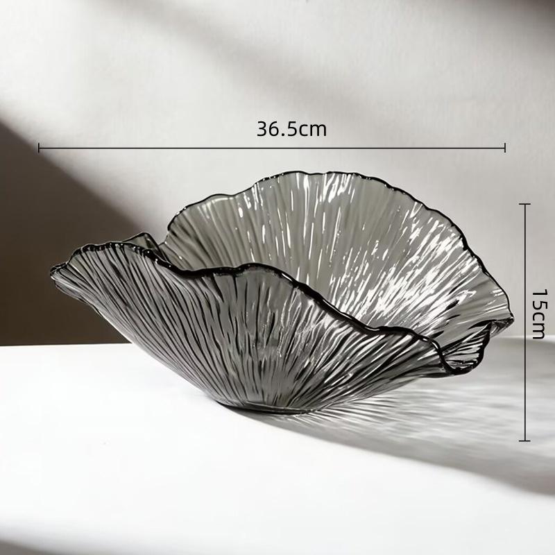 Glass Tray Ruffled Edge Pattern Fruit Plate Desktop Storage Candy Bowl Jewelry Dish Trays Decorative Home Decoration