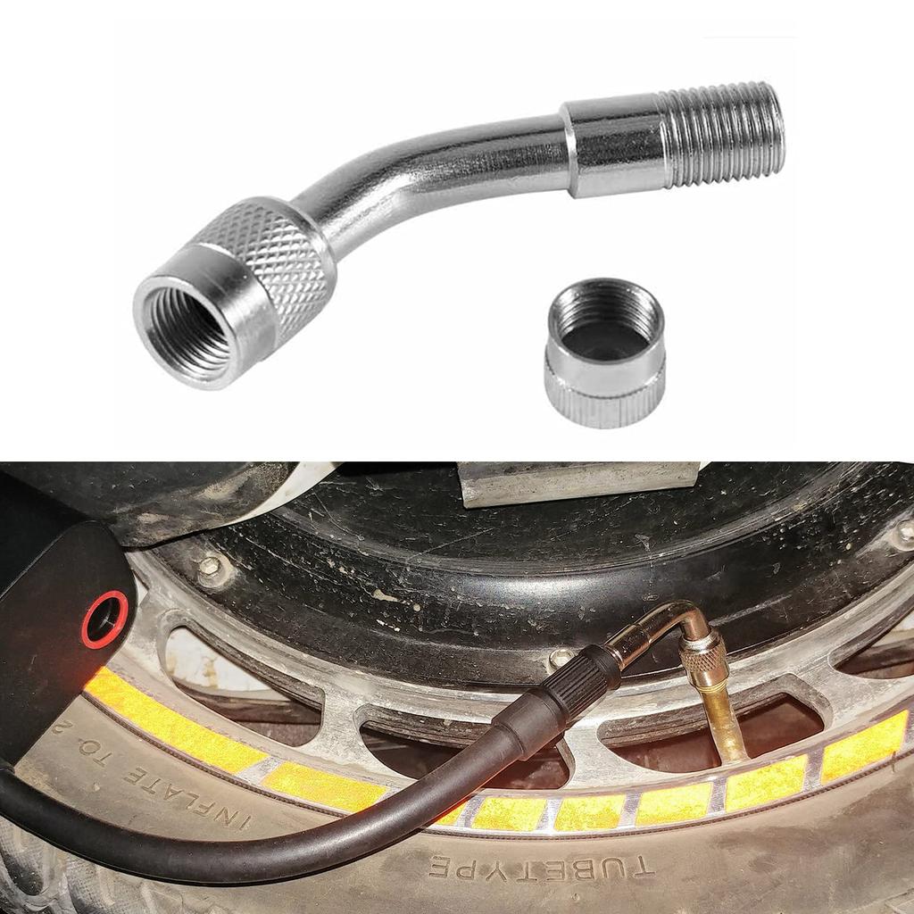 Air Valve, L Type, Valve Extension, 45°+90°+135, Motorcycle, Car, Air Pump, Extension Valve, Set of 3 (Silver)