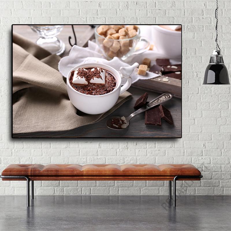 Hot Chocolate Drink HD Pictures Canvas Painting Chocolate Coffee Posters Prints for Coffee Shop Wall Decor Cuadros