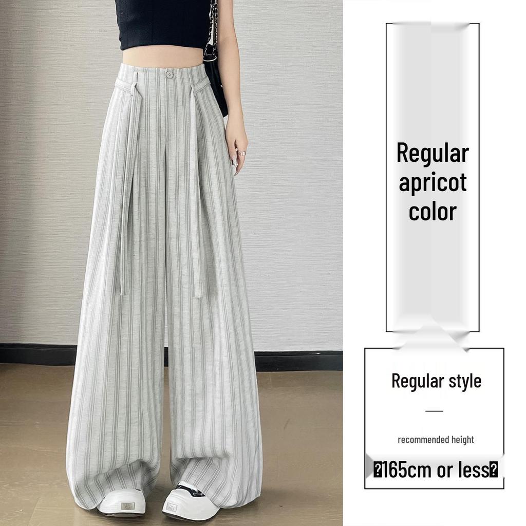 Women's Summer High-Waisted Retro Striped Wide-Leg Pants