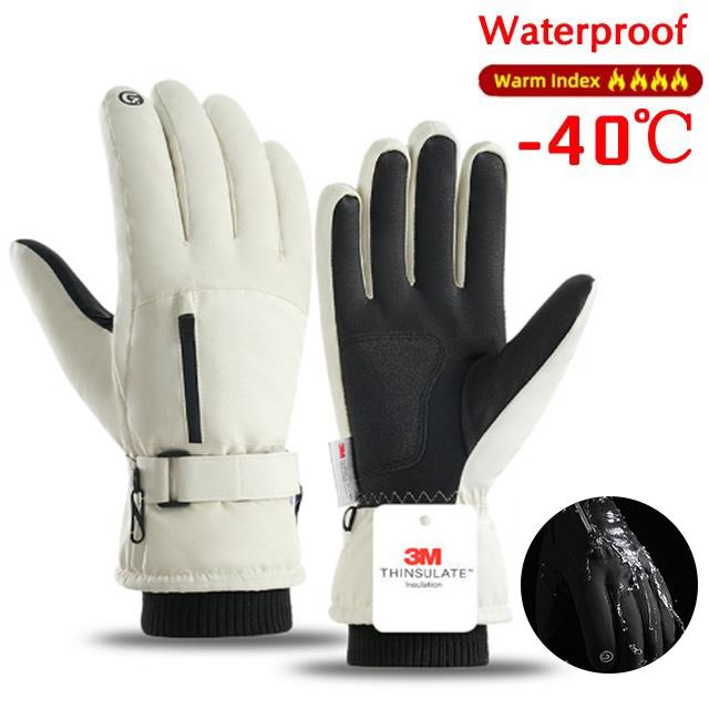 Men Winter Waterproof Cycling Gloves Outdoor Sports Running Motorcycle Ski Touch Screen Fleece Gloves Non-slip Warm Full Fingers