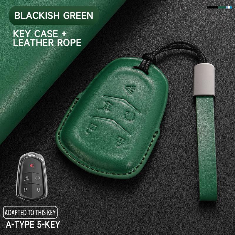 Genuine Leather Car Key Case Cover Key Bag For Cadillac GMC ATS CT6 CTS DTS XT5 Escalade ESV SRX STS XTS Protect Set Accessories