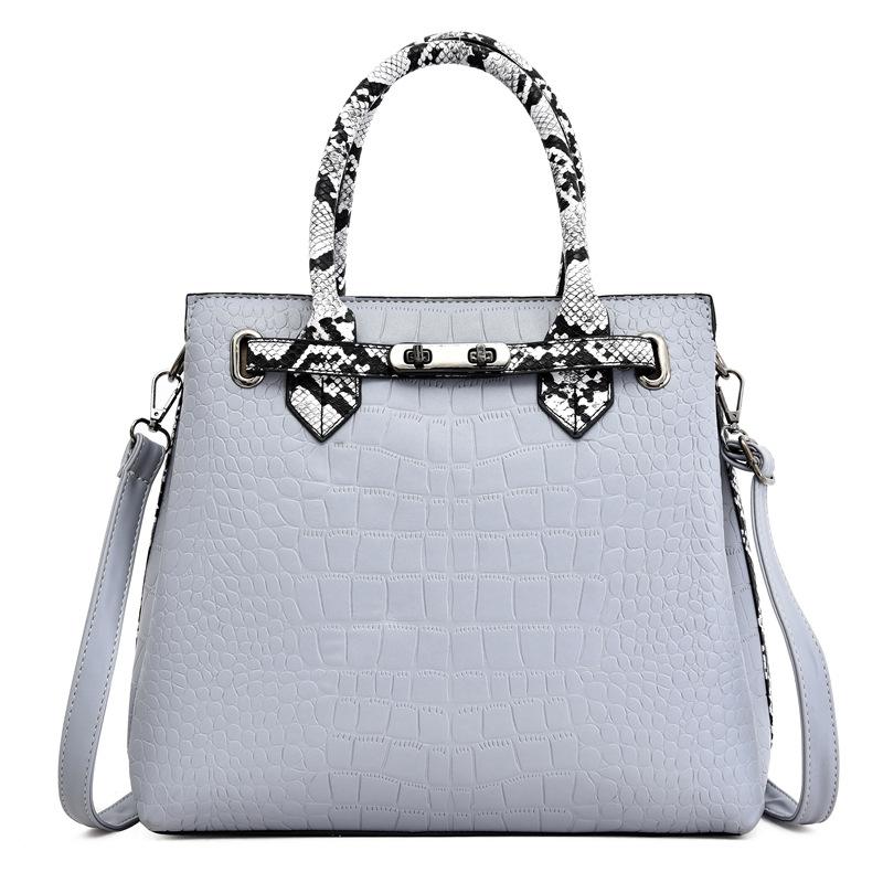 

Модная большая сумка новая однотонная сумка с тиснением под крокодила сумка с тиснением под змею ручная сумка через плечо женская сумка светло-серый