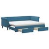VidaXL Daybed with Trundle and Drawers Blue 80x200 Cm Velvet 3197835