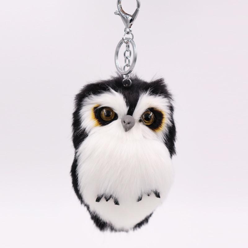 Stylish Faux Rabbit Fur Owl Keychain: Cute Plush Animal Bag & Car Pendant