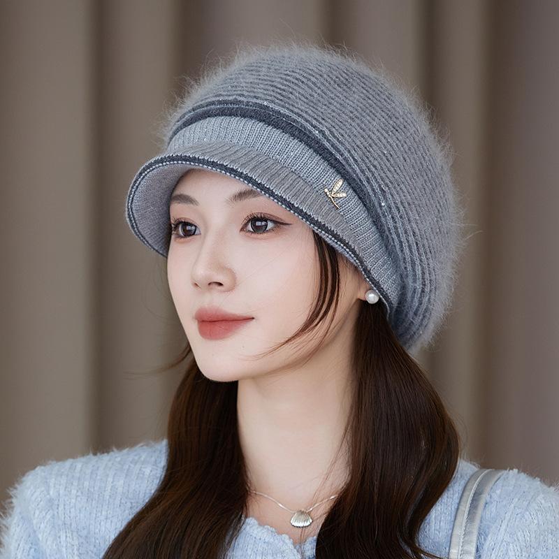 

Зимняя шапка для мам модная универсальная флисовая толстая термошапка для пожилых людей холодная вязаная шерстяная шапка One size серый