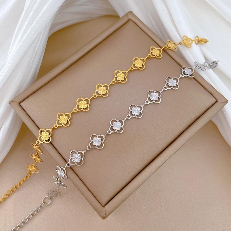 Dongdaemun Personality Minimalist Wind Empty Four Leaf Flower Chain Bracelet Female Retro Girlfriend