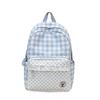 Schultasche Koreanisch süß blau-weiß karierter Rucksack Mittelschulrucksack Mädchenherz Spitzen-Design Schultasche