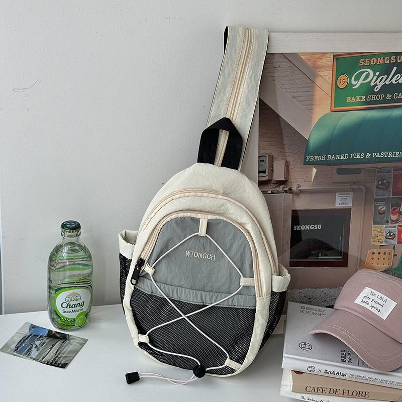 Double-shoulder Bag - Stylish Drawstring Trendy Color Contrast Multi-functional Student Backpack Children s Single-shoulder Bag белый 1130₽