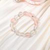 Natural Pink Quartz & White Crystal Bracelet for Girls - Sweet, Heart Design 