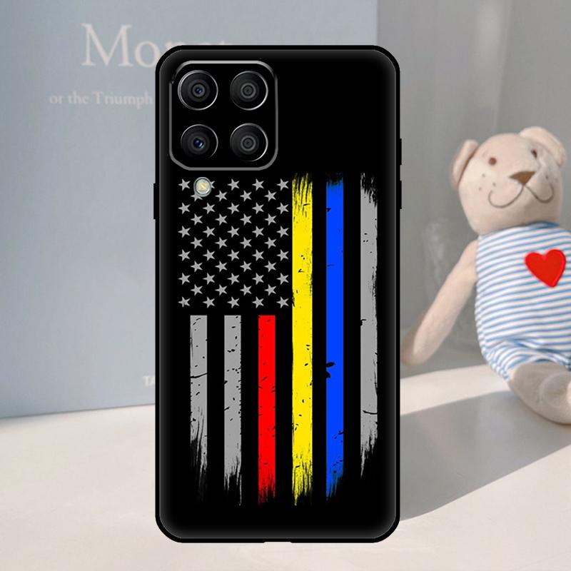Police Thin Blue Line Flag For Samsung Galaxy M16 M06 M33 M13 M35 M53 M11 M21 M31 M55 M15 M14 M34 M54 M12 M32 M52 Case
