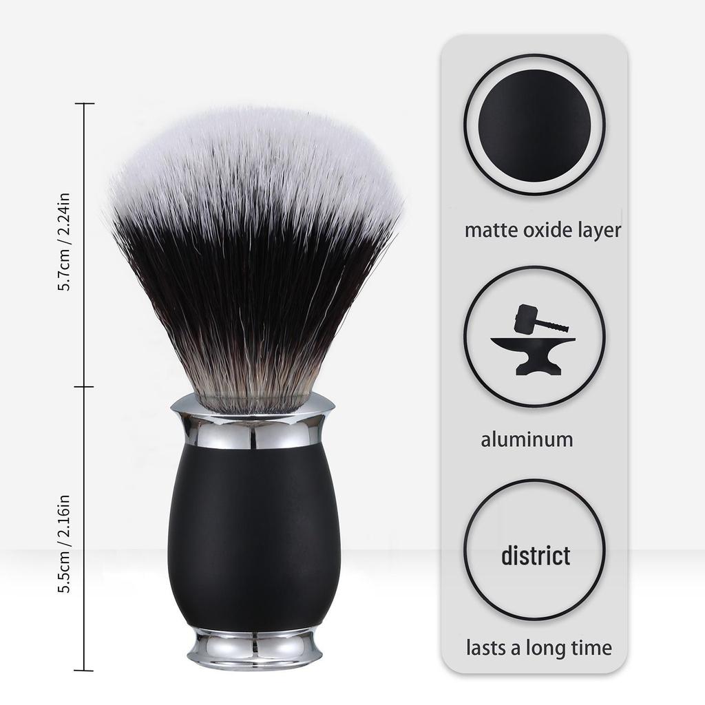 Cross-Border Men's Soft Bristle Beard Shaving Brush - Nylon Foam Face Washing Brush