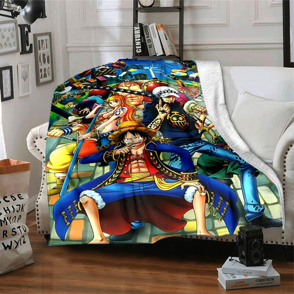 1pc One Piece Adventure flannel Blanket for Super Soft Cute Comfort Blanket for Travel Bedding Couch Sofa Blanket Y8253