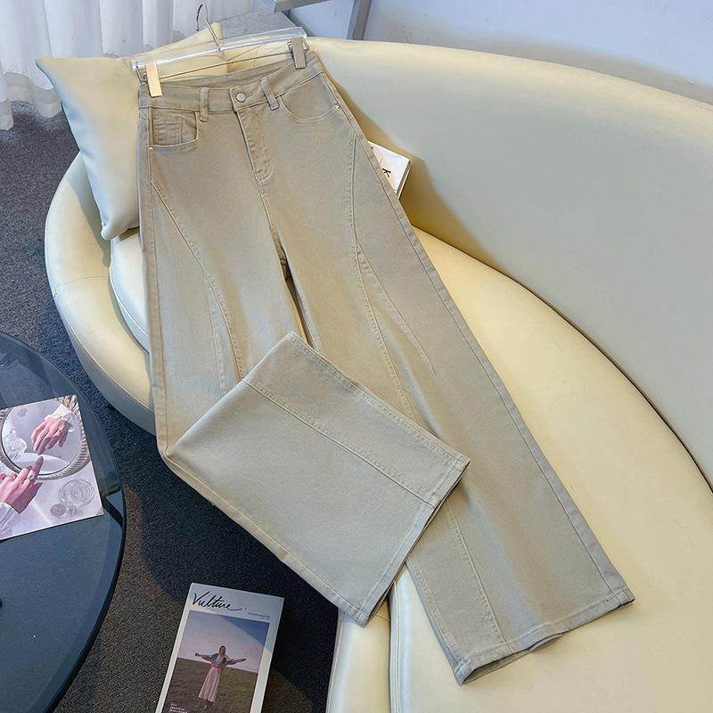 

Women s American Style Blue Wide-Leg Scissor-Cut Jeans - Spring 2026 Loose Straight-Leg, Slimming & Versatile M /27 (95-105 lbs) хаки