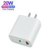Certified Fast Charging PD 20W QC3.0 Charger USB-C Travel Power Adapter Dual Port Charger for IPhone Android