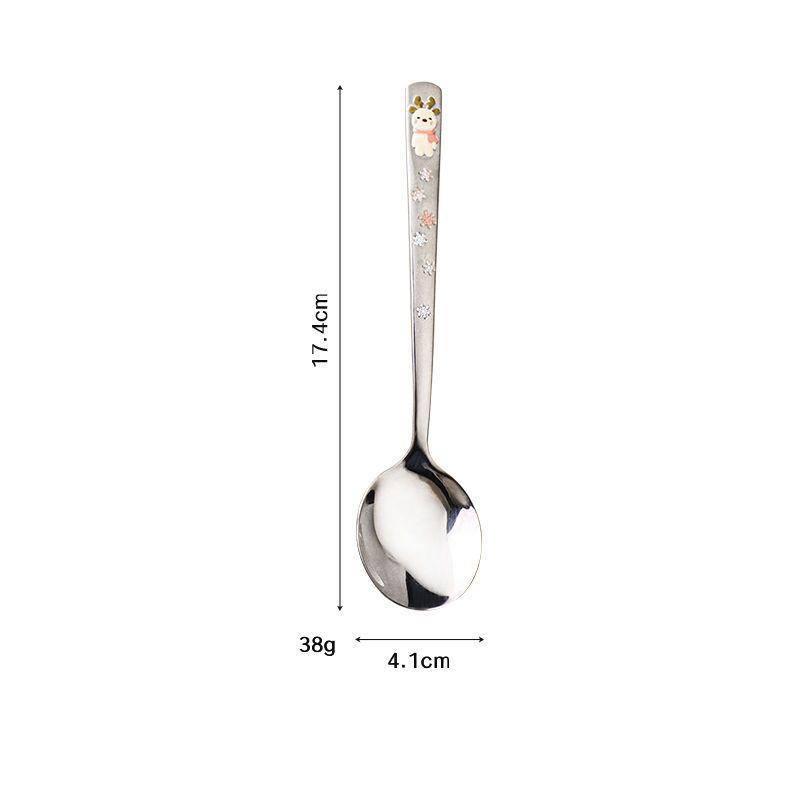 304 Stainless Steel Children's Long Handle Soup & Teaspoon, Korean Style