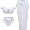 2026 New European and American Starfish Split Swimsuit Long Skirt Three-piece Bikini Women's Huludao Split Swimsuit