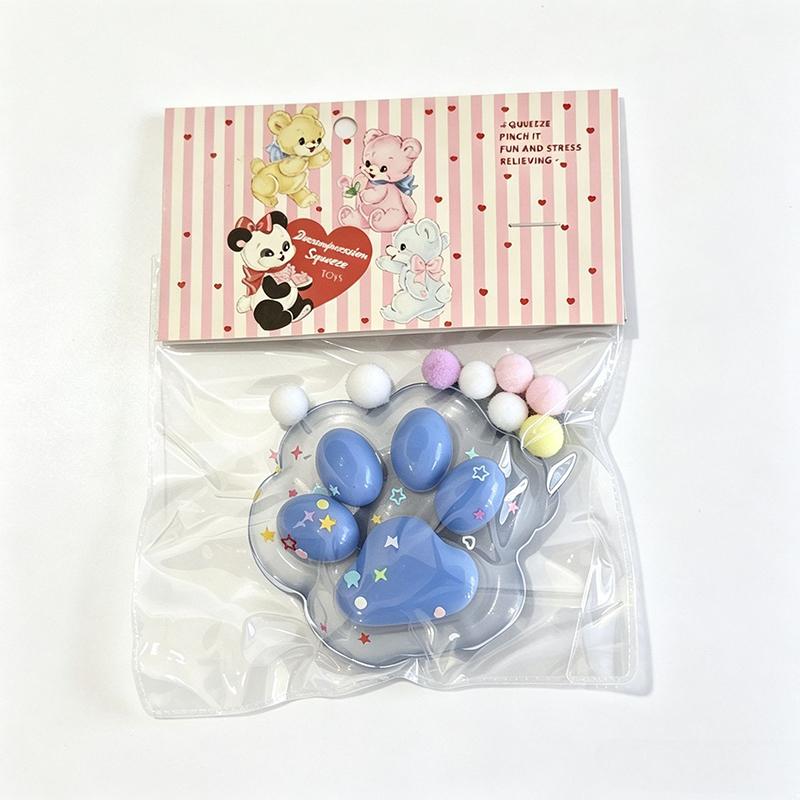 Kawaii Glitter Cat Paw Stress Relief Squeeze Toy Food Grade Soft TPR Slow Rising Toy for Kids Sensory Play Use