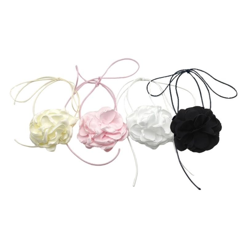 Flower Collar Choker Necklace Soft Fabric Flower Choker Tie Fabric Flower Chokers Cloth Accessories for Women Teen Girls