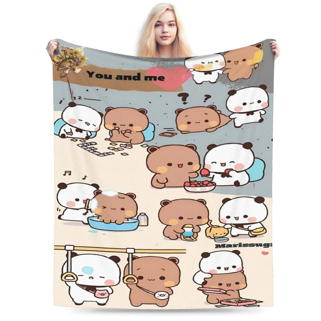 Relax Bubu and Dudu Cartoon Bear Blanket Merch Room Decorative Throws And Blankets Lightweight Thin Fleece for Outdoor